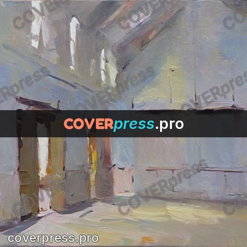 Oil painting illustration: empty workshop with pale walls