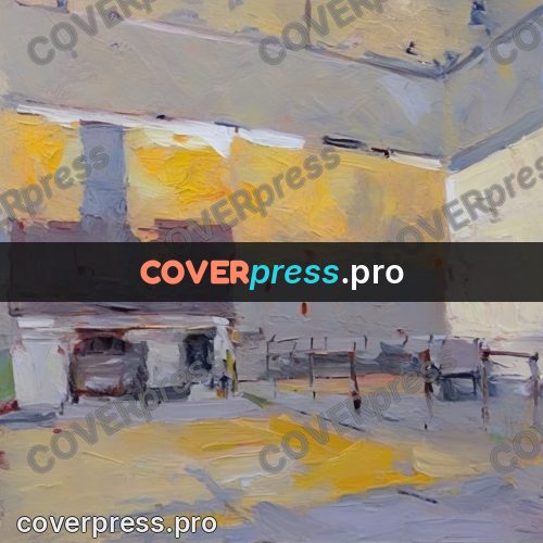 Oil painting illustration: empty room with a yellow wall