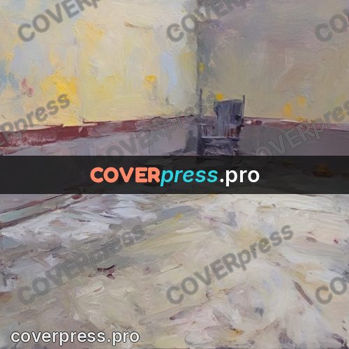 Oil painting illustration: empty room with a yellow wall