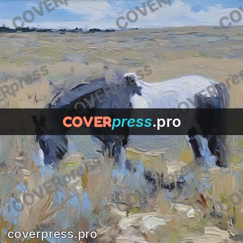 Oil painting illustration: steppe under white clouds
