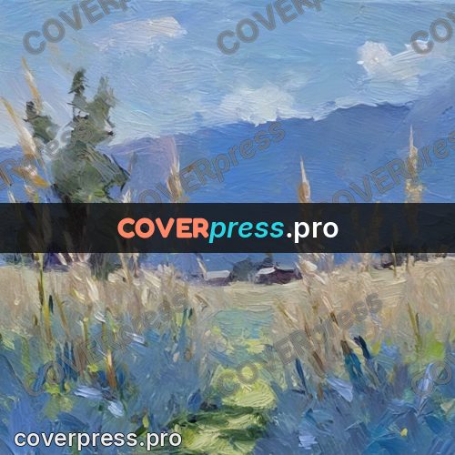 Oil painting illustration: green meadow grass