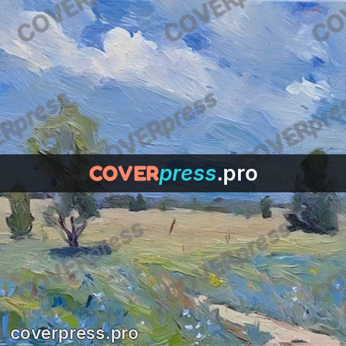 Oil painting illustration: green meadow grass