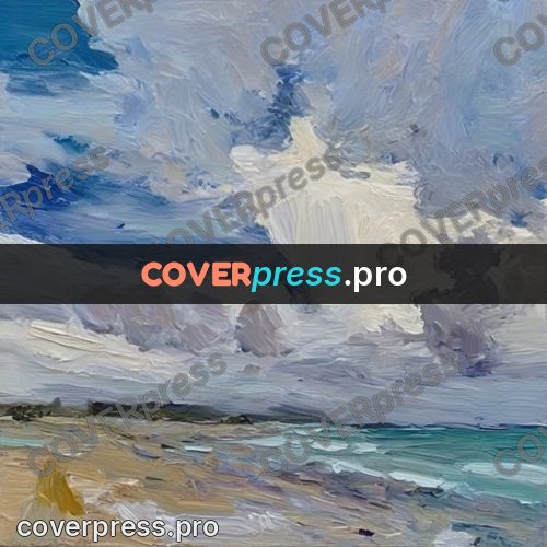 Oil painting illustration: waves at a sandy shore