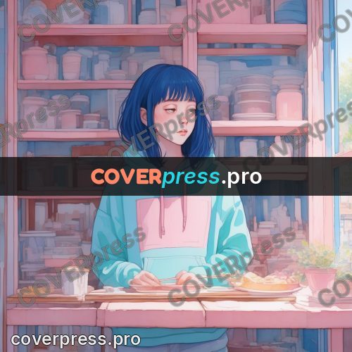 Aesthetic drawing: girl in a hoodie by shelves