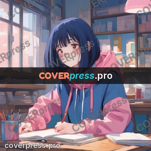 Aesthetic drawing: girl in a hoodie writing
