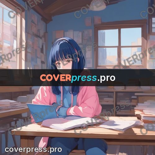Aesthetic drawing: girl in a hoodie writing