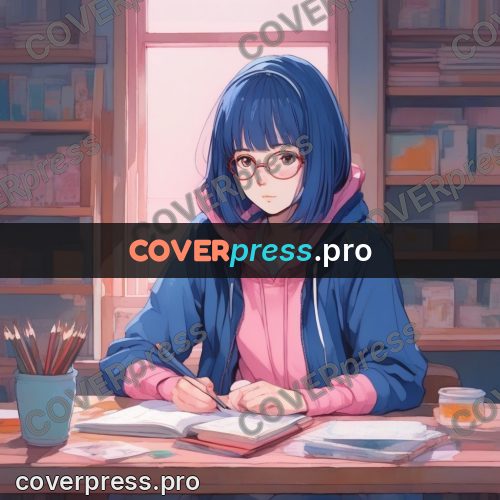 Aesthetic drawing: girl in a hoodie writing