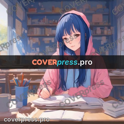 Aesthetic drawing: girl in a hoodie writing