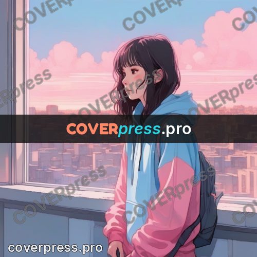 Aesthetic drawing: girl in a pink hoodie