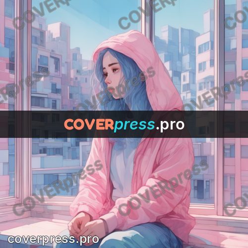 Aesthetic drawing: girl in a pink hoodie