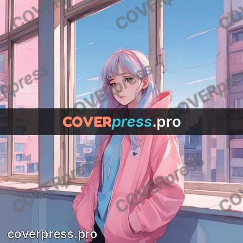 Aesthetic drawing: girl in a pink hoodie