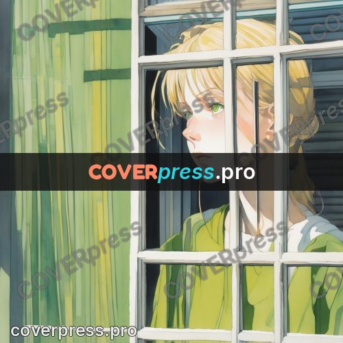 Aesthetic drawing: girl in profile by a window
