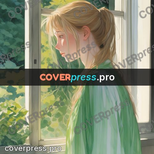 Aesthetic drawing: girl in profile by a window