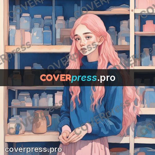 Aesthetic drawing: girl in a blue jumper