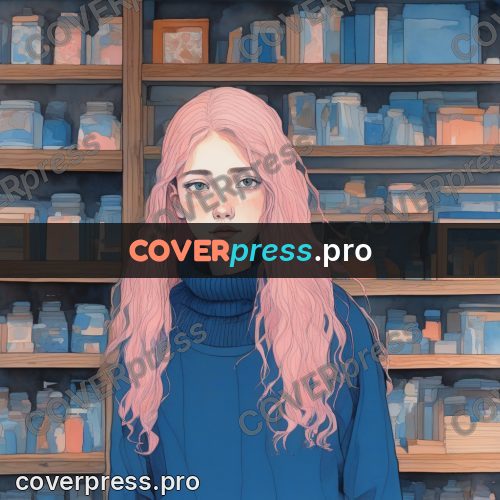 Aesthetic drawing: girl in a blue jumper