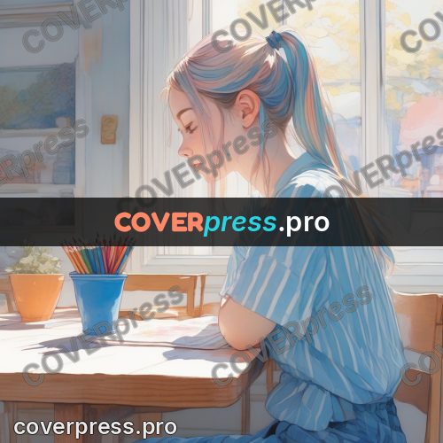 Aesthetic drawing: girl with a ponytail writing