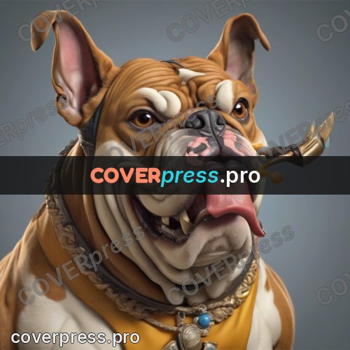 Funny illustration: bulldog with a wrinkled face