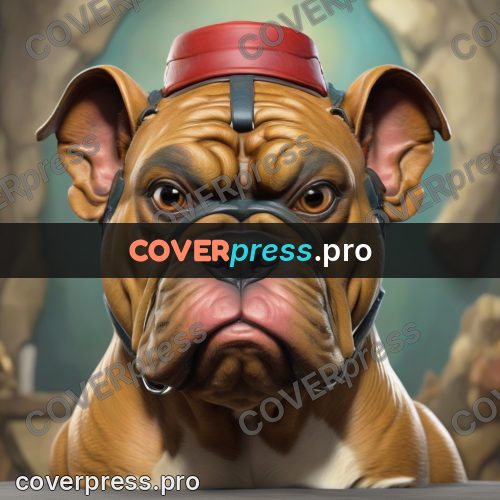 Funny illustration: bulldog with a wrinkled face