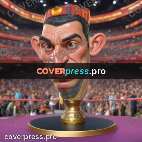 Funny illustration: man's head at an arena