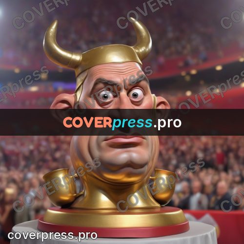 Funny illustration: man's head at an arena