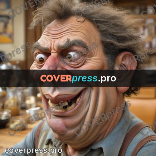 Funny illustration: man in a kitchen