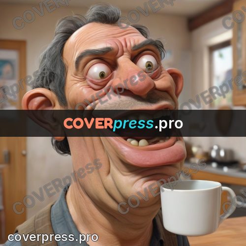Funny illustration: man in a kitchen