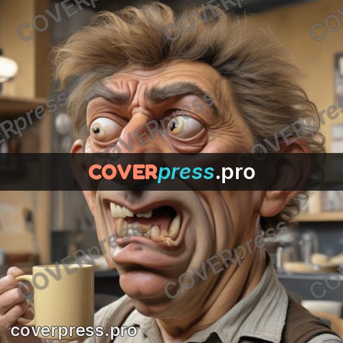 Funny illustration: man in a kitchen