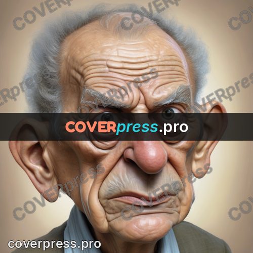 Funny illustration: elderly man with a lined face