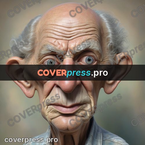 Funny illustration: elderly man with a lined face