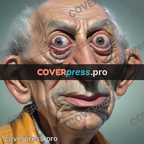 Funny illustration: elderly man with a lined face