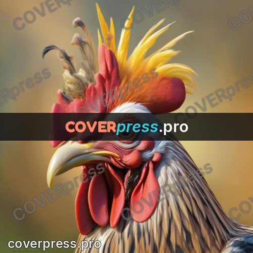 Funny illustration: rooster with a red comb