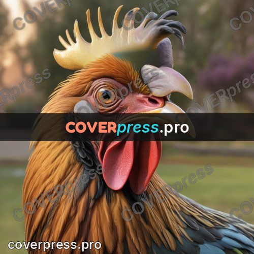 Funny illustration: rooster with a red comb