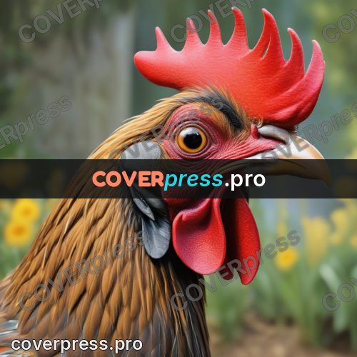 Funny illustration: rooster with a red comb