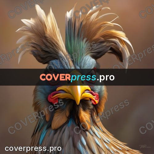 Funny illustration: rooster with a red comb