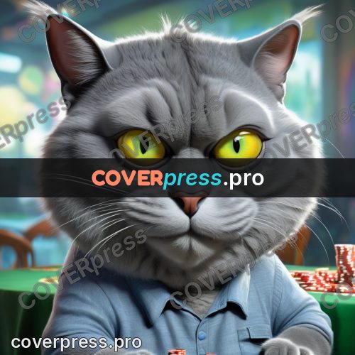 Funny illustration: grey cat in a shirt