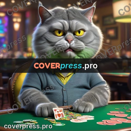 Funny illustration: grey cat in a shirt