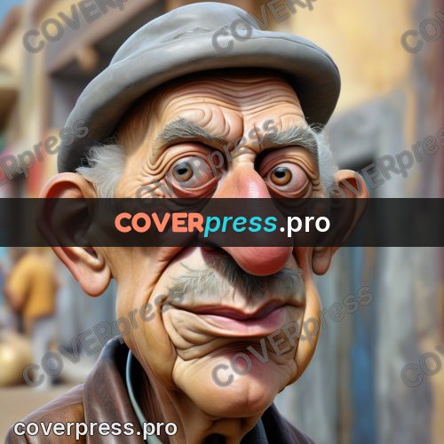 Funny illustration: old man with a big nose