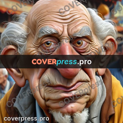 Funny illustration: old man with a big nose