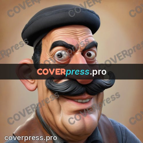 Funny illustration: man with a big moustache