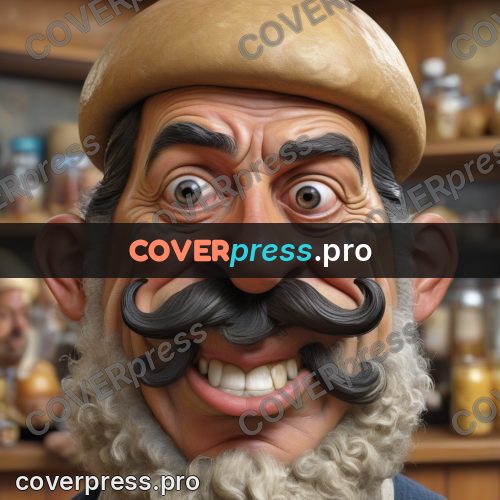 Funny illustration: man with a big moustache