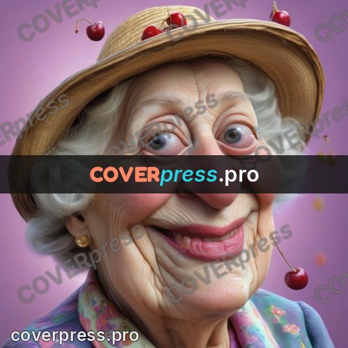 Funny illustration: woman in a cherry hat