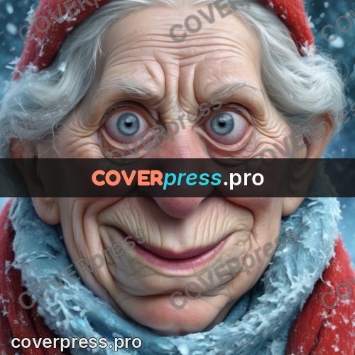 Funny illustration: woman in a red hat
