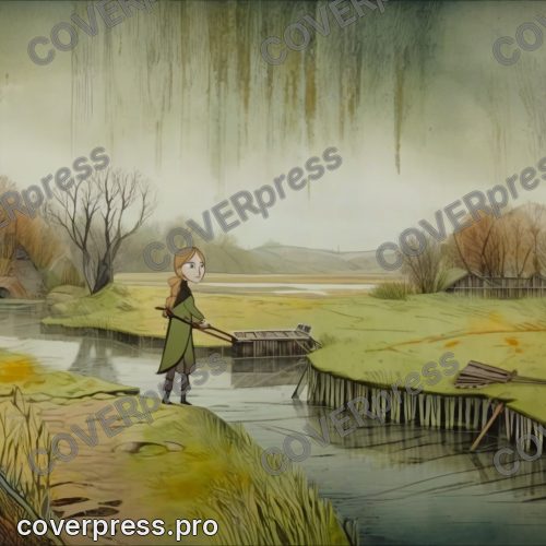 В стиле Кельтский мультфильм: кочки, ржавая вода, стена сухого камыша