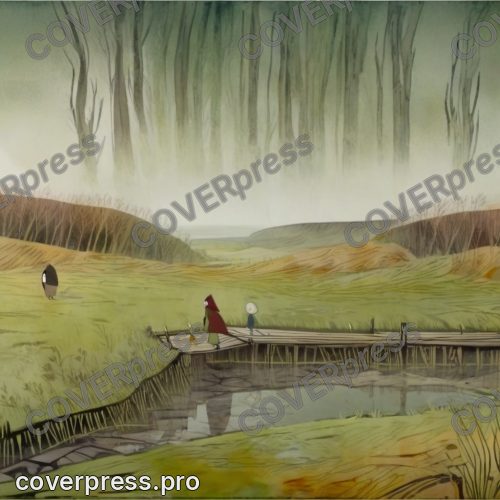 В стиле Кельтский мультфильм: кочки, ржавая вода, стена сухого камыша
