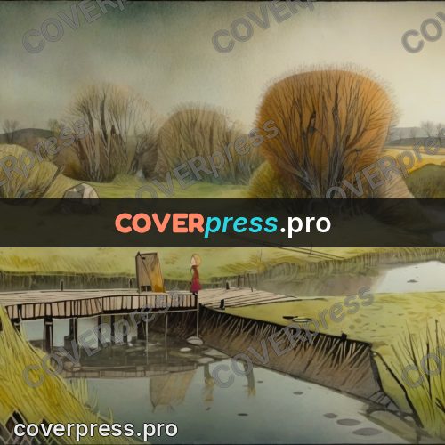 Fairy tale drawing: figure on a jetty