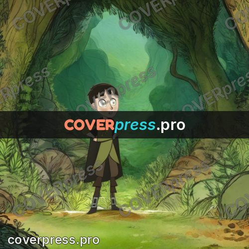 Fairy tale drawing: clearing among huge roots