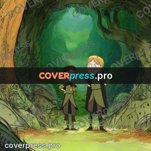 Fairy tale drawing: clearing among huge roots
