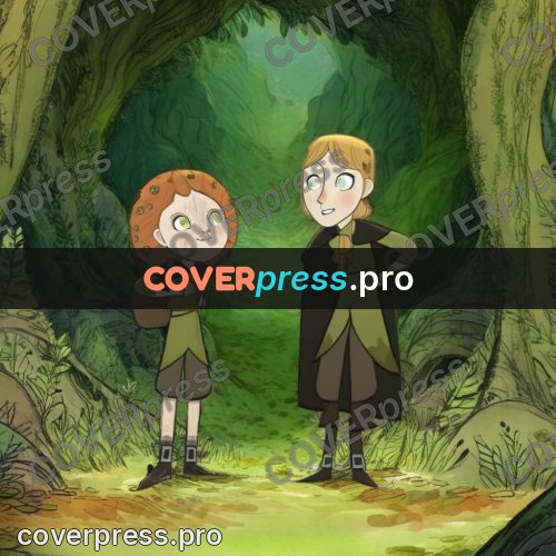 Fairy tale drawing: clearing among huge roots