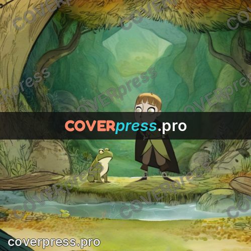 Fairy tale drawing: child in a forest hollow