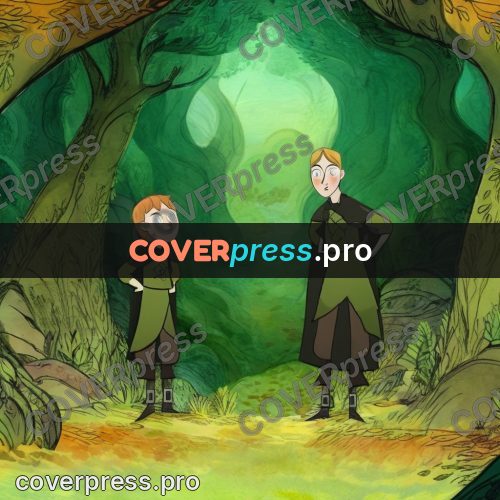 Fairy tale drawing: cloaked child in a clearing